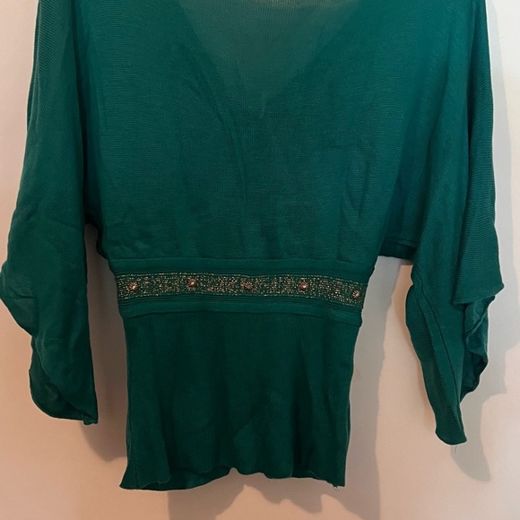 Baby Phat Vintage V-Neck quarter-sleeve Top-Green& Gold - Picture 8 of 8